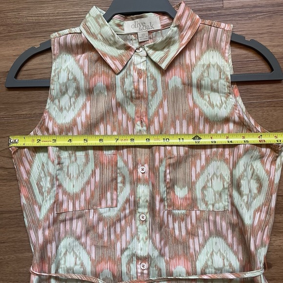 Olive & Oak Sleeveless Dress Tunic Womens XS Button Down 100% Polyester - Picture 7 of 9